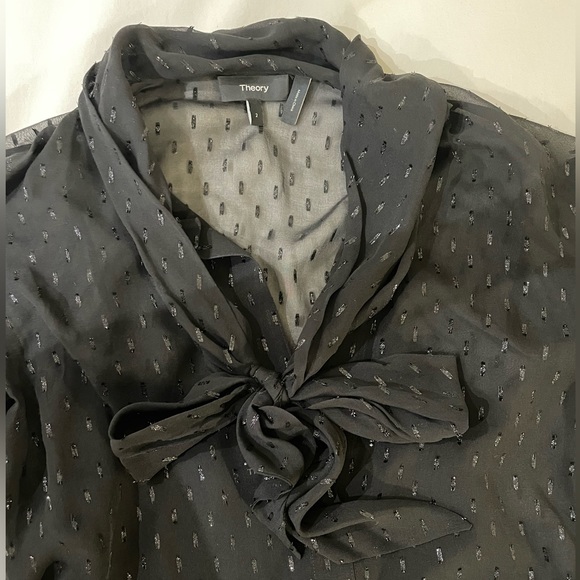 Theory black chiffon dress size 2 with embellishment - Picture 3 of 4